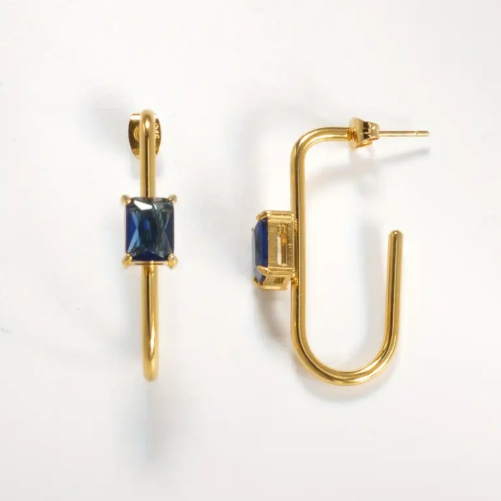18 Kt Gold Over Titanium Sapphire Earrings